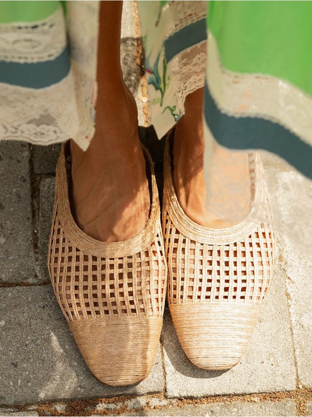 Margaux ‘The Clara’ Natural Woven Slip-On Mules